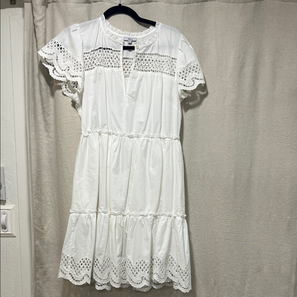 Rails White Eyelet Tiered Midi Dress